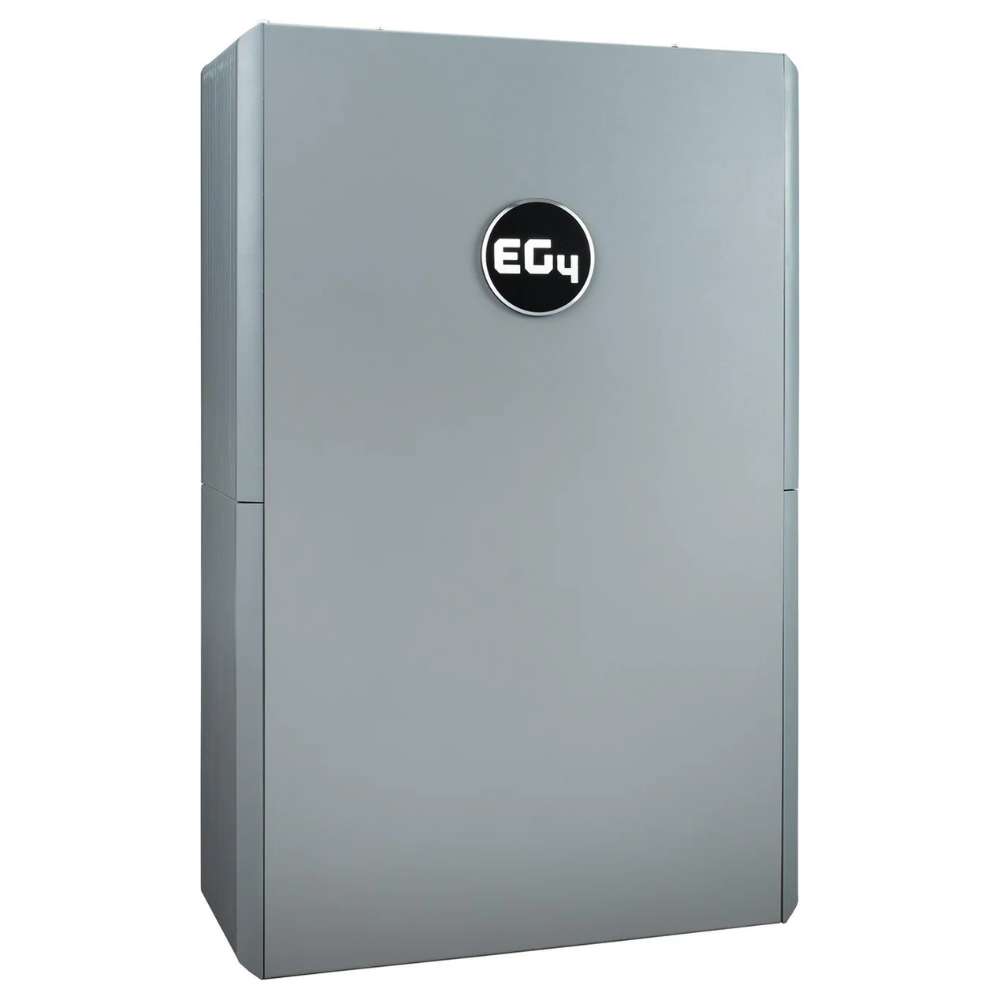 EG4 PowerPro WallMount All Weather Lithium Battery 48V 280AH - EG4LIFPOW4-48V280A is shown from the front with a sleek gray finish and centered EG4 logo