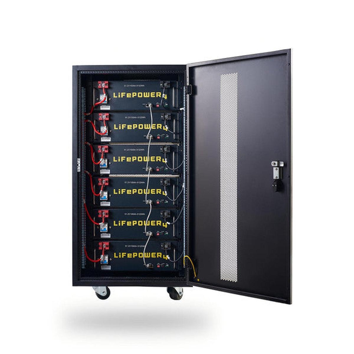 EG4 Pre-Assembled EG4 Enclosed Battery Rack | 6 Slot | Wheels Included | Bus Bar Covers | Welded (Grey)-1