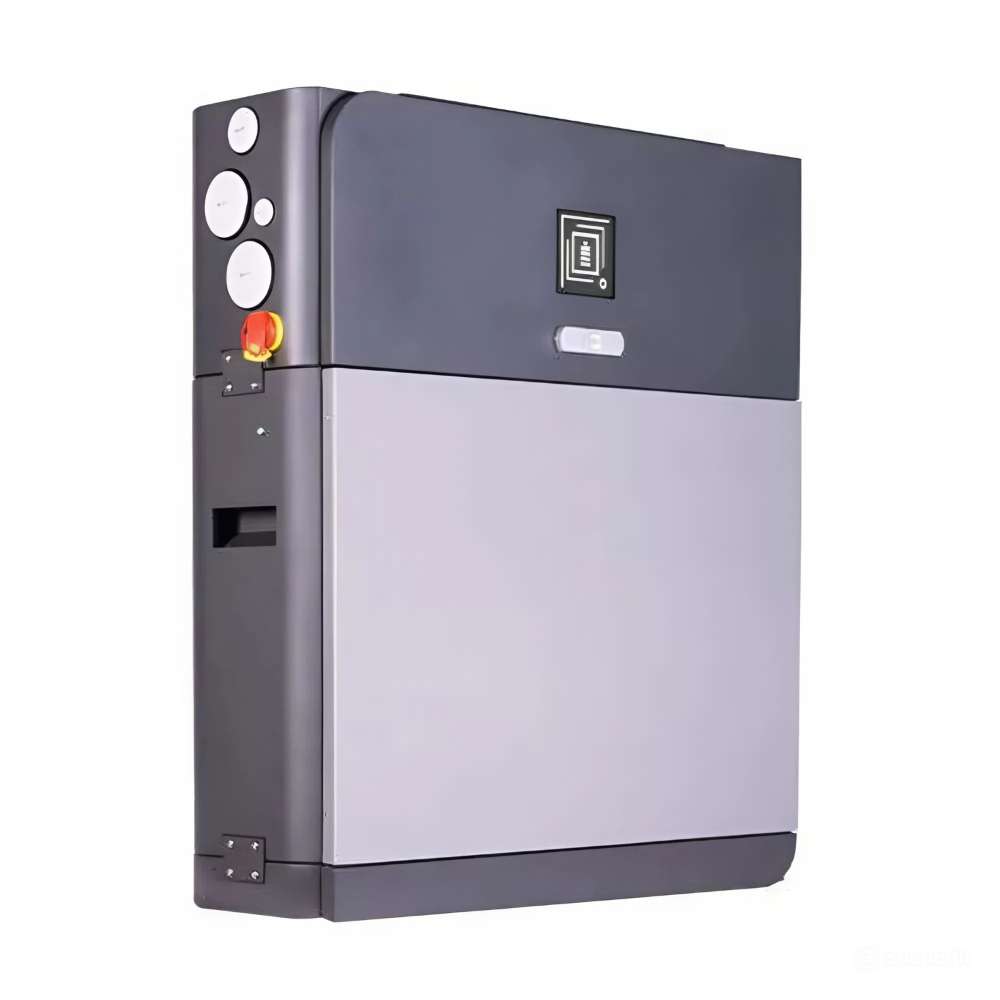 Fortress Power eForce 9.6kW Lithium Battery-EFORCE9.6 is shown as a sleek gray-and-black wall-mounted battery unit with simple side controls