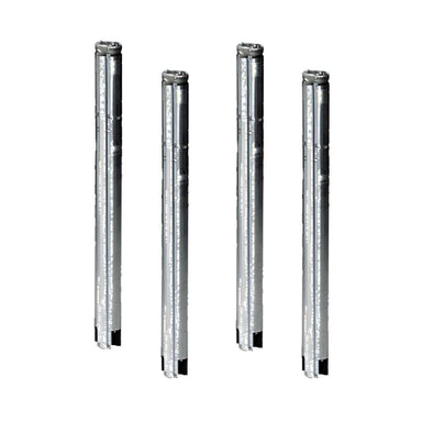 Four tall metal pump housings stand upright, representing the Grundfos 22 SQ15-220 SQ Series Solar Submersible Pump | 22 GPM | 1.5 HP | 220 Ft | 240 VAC