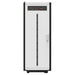 Front-facing view of the tall cabinet with a slim window on its white door is shown, labeled Pytes HV48100 Series Rack Type Battery Lithium Battery-151201100052