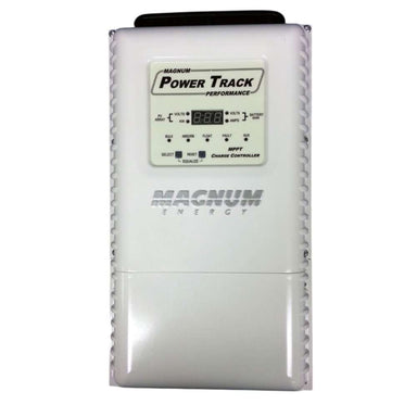 Front view of a Magnum Energy PT100 100 MPPT Solar Charge Controller with its control panel