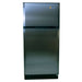 Front view shows SunStar ST-16RF-SS 16 cu.ft. DC/AC Refrigerator - Stainless Steel standing tall with a top freezer and stainless steel finish
