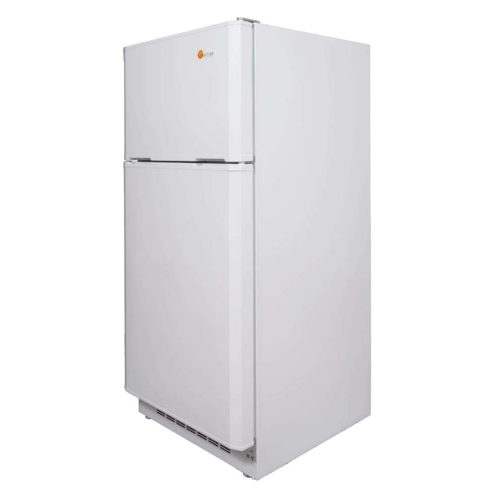 Full side view of SunStar ST-16RF-W 16 cu.ft. DC/AC Refrigerator - White highlighting its tall rectangular profile and plain side panel