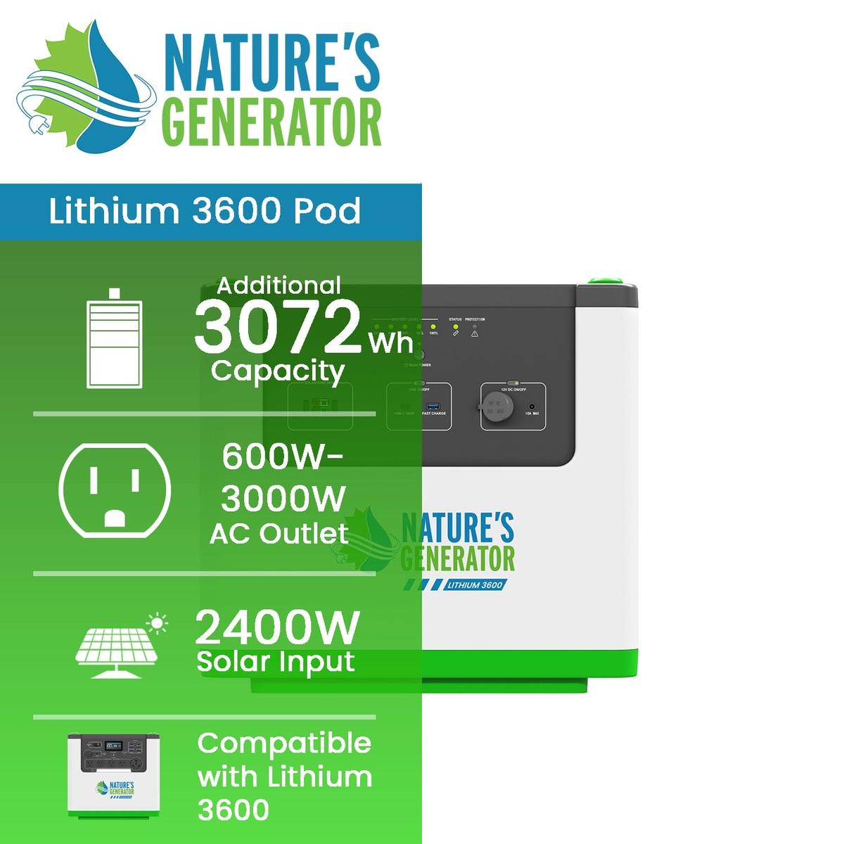 Nature's Generator Lithium 3600 Power Pod-2