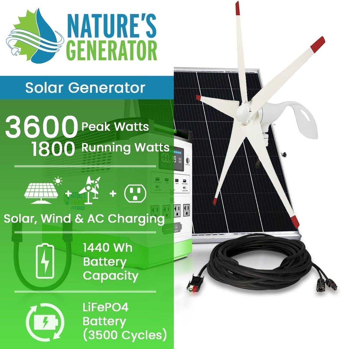 Nature's Generator Lithium 1800 Solar and Wind Generator-2