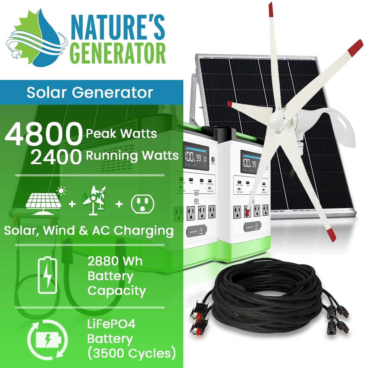 Nature's Generator Lithium 1800 Solar and Wind Generator-4