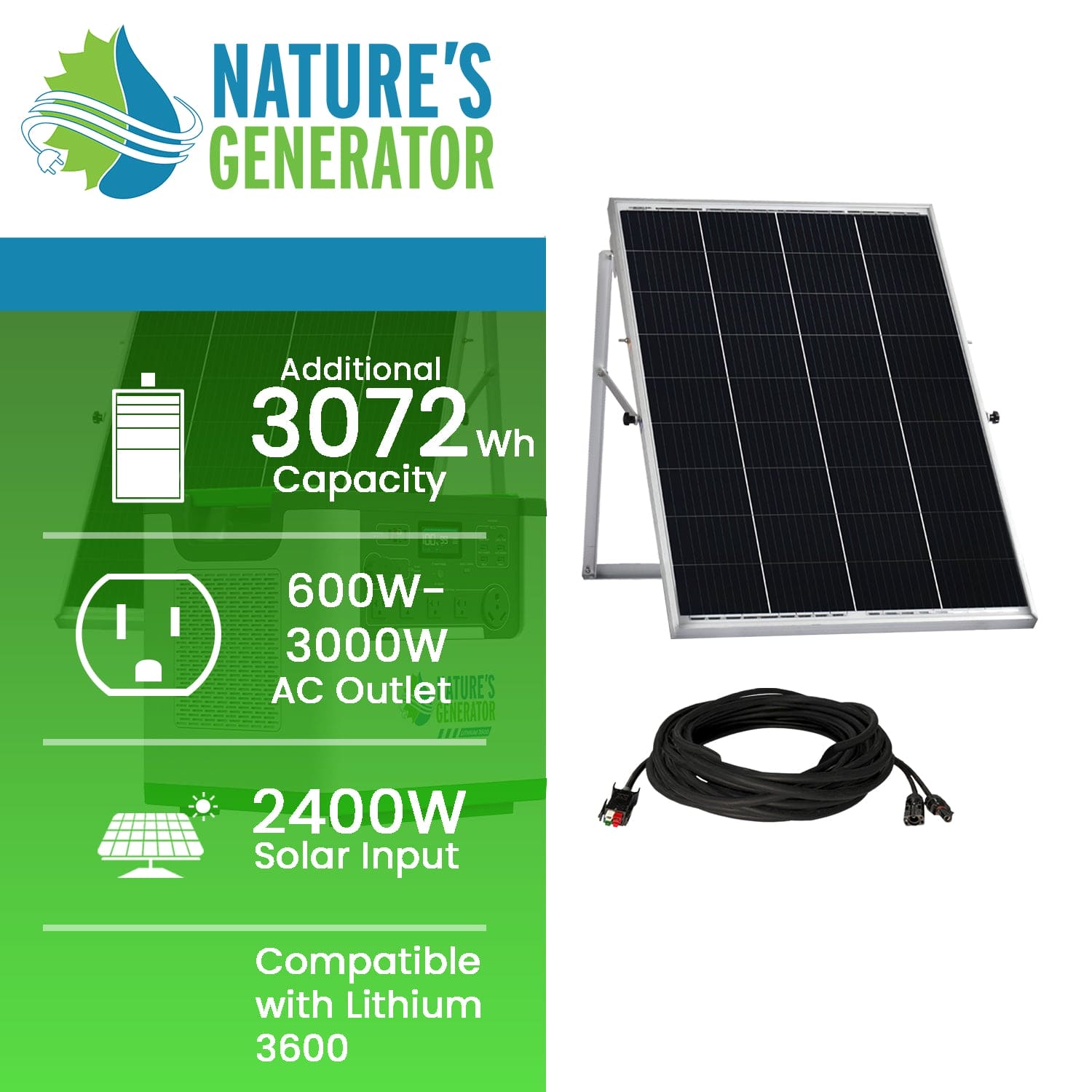 Nature's Generator Lithium 3600 Solar Generator