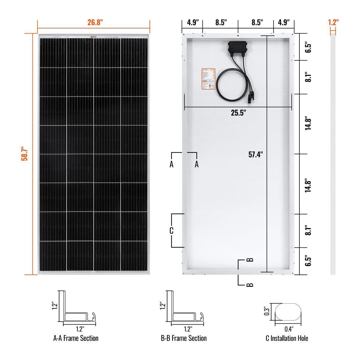 MEGA 200 | 200 Watt Solar Panel | Premier 12V Off-Grid Solar Panel for RVs Cabins, Boats | 25-Year Output Warranty | UL Certified-3