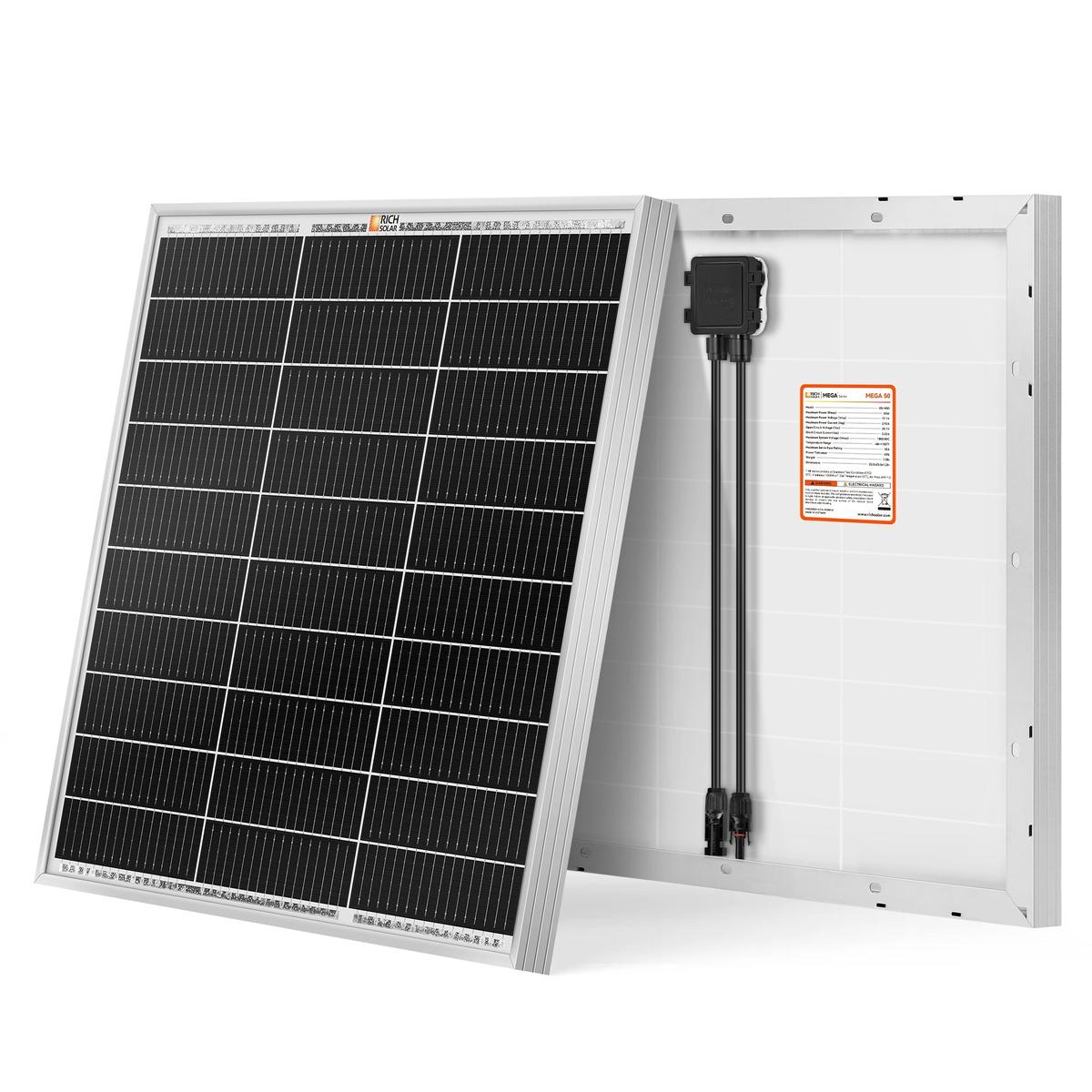 MEGA 50 | 50 Watt Solar Panel | Compact 12V Off-Grid Solar Panel for Boats, Vans, Trailers | 25-Year Output Warranty | UL Certified-1