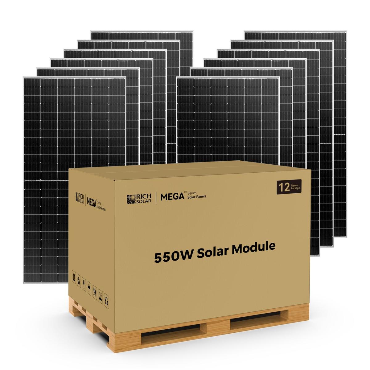 MEGA 550 | 550 Watt Bifacial Solar Panel | Premium Grid-tie or Off-grid Solar Panel for Residential, Commercial, Agriculture | 25-Year Output Warranty | UL Certified - RICH SOLAR