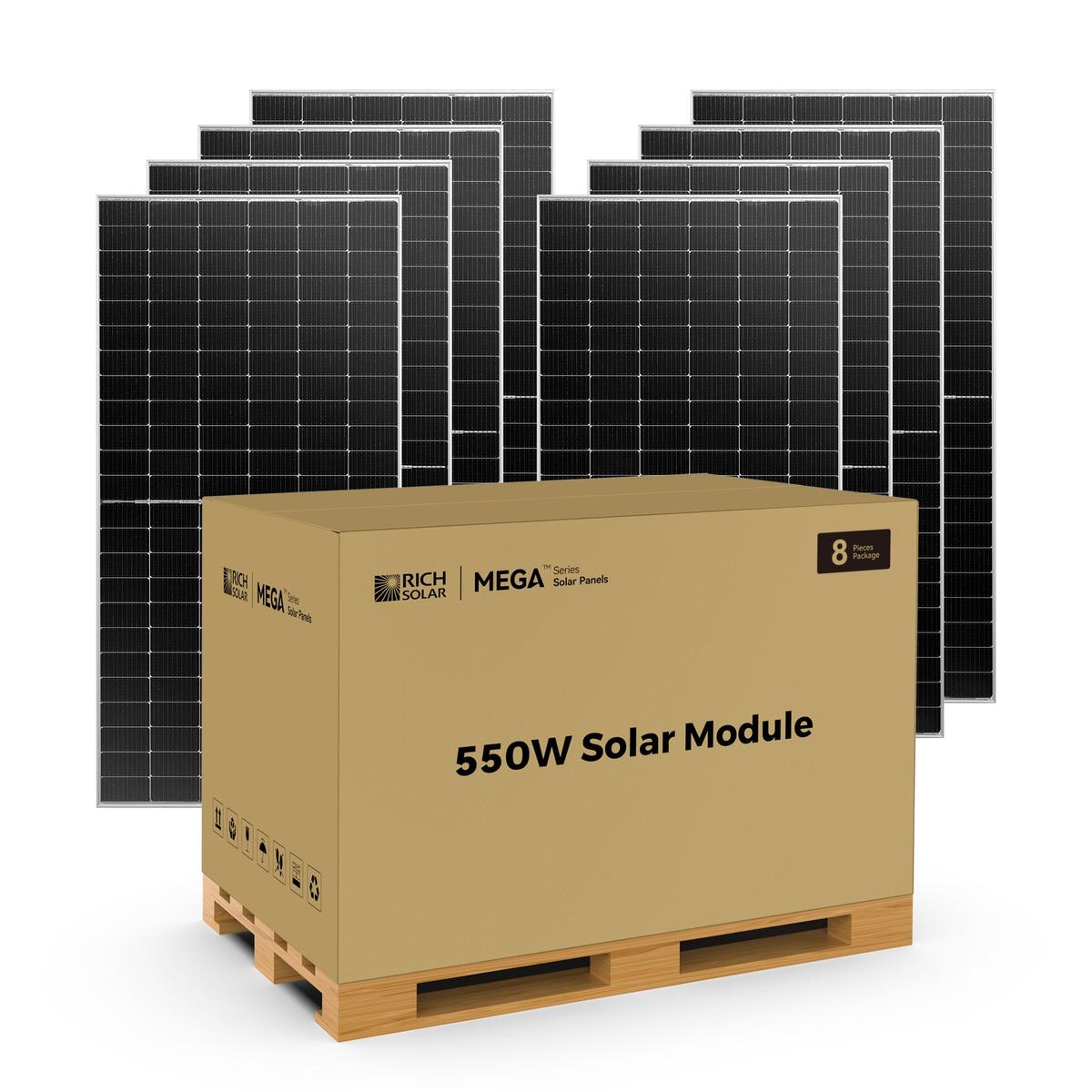 MEGA 550 | 550 Watt Bifacial Solar Panel | Premium Grid-tie or Off-grid Solar Panel for Residential, Commercial, Agriculture | 25-Year Output Warranty | UL Certified - RICH SOLAR