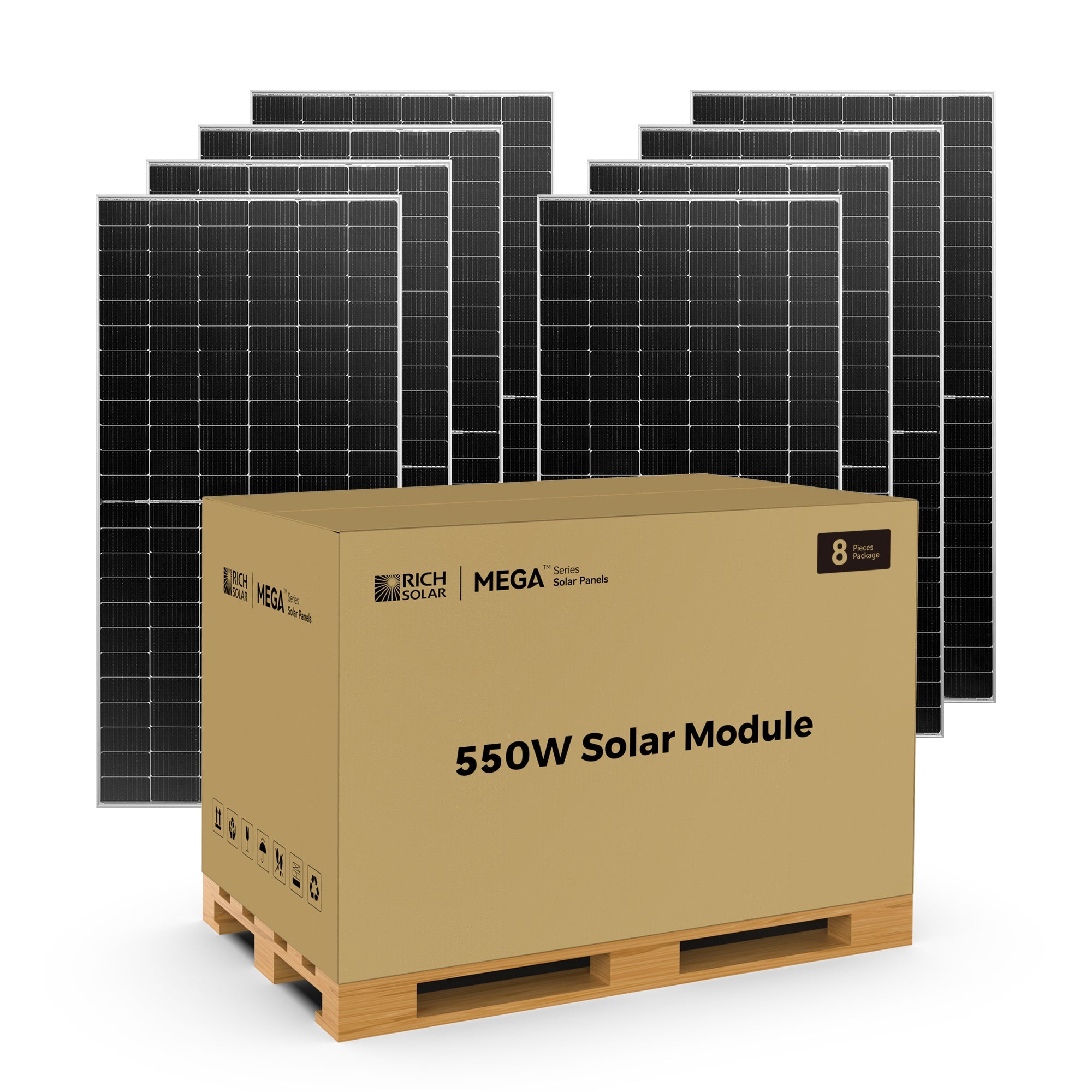 MEGA 550 | 550 Watt Bifacial Solar Panel | Premium Grid-tie or Off-grid Solar Panel for Residential, Commercial, Agriculture | 25-Year Output Warranty | UL Certified - RICH SOLAR