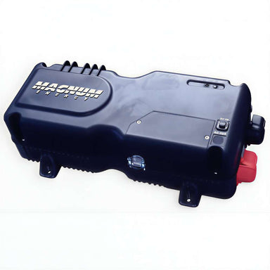 Magnum Energy MM Series MM1524AE 1500W 24VDC Modified Sine Inverter Charger is shown as a black power inverter with vents and simple controls