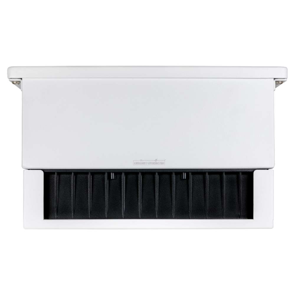 MidNite Power MN15-12KW-AIO AC Output Hybrid All-in-One Inverter front panel shows a white enclosure with a black vented section at the bottom