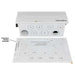 MidNite Power MN15-12KW-AIO AC Output Hybrid All-in-One Inverter junction box is a white metal box with round wiring knockouts and a drilling template shown underneath