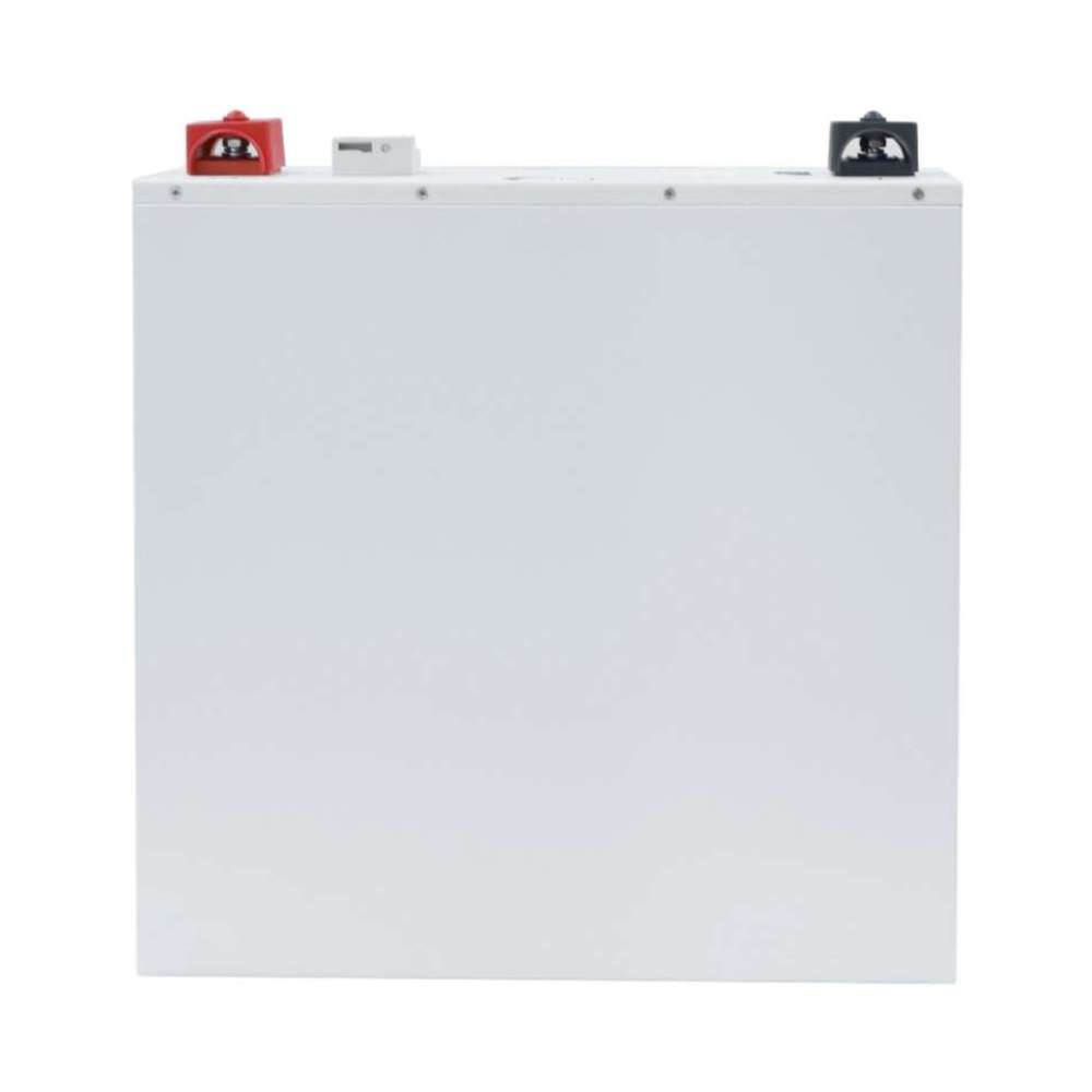 MidNite Power MNPOWERFLO5 U3 Server Rack Mount LFP Battery is shown front-on as a flat white panel with red and black terminals along the top edge