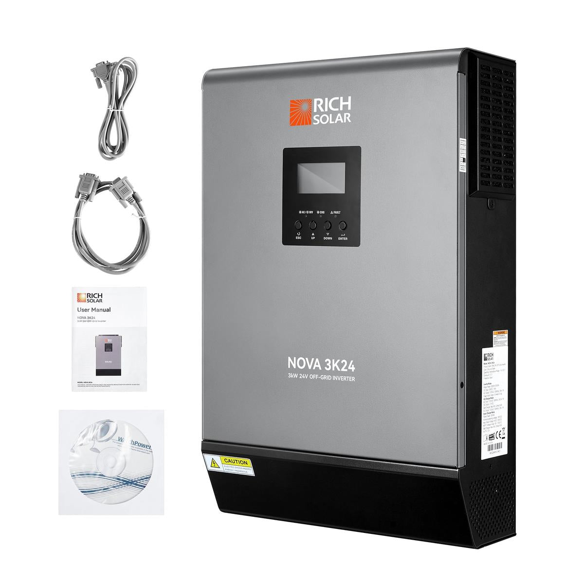 NOVA MAX 3K | 3000 Watt (3kW) 24 Volt Off-Grid Hybrid Solar Inverter | Powerful 3000W 24V Hybrid Inverter for RVs, Trailers, Campers, Vans, Trucks, Overlanders, Boats | #1 Ranked 24V Hybrid Inverter BACKORDER-1