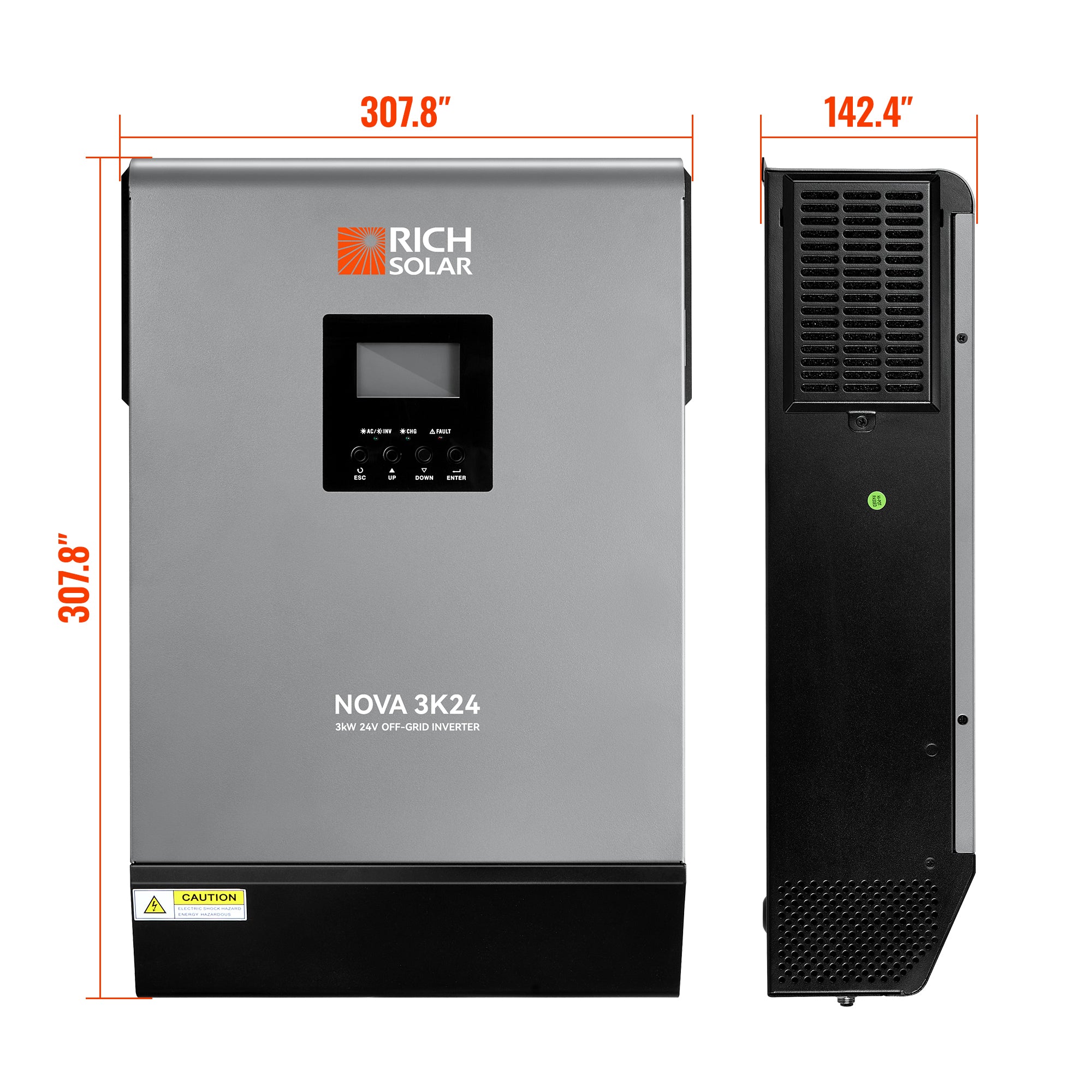 NOVA MAX 3K | 3000 Watt (3kW) 24 Volt Off-Grid Hybrid Solar Inverter | Powerful 3000W 24V Hybrid Inverter for RVs, Trailers, Campers, Vans, Trucks, Overlanders, Boats | #1 Ranked 24V Hybrid Inverter BACKORDER