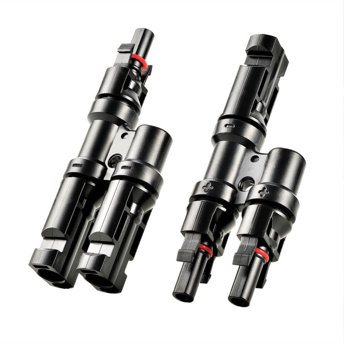 10 Gauge Solar Panel Extension Cable with Male and Female Solar Connector Ends and Parallel Connectors | Pair of 10AWG Red and Black Extension Wire and Parallel Connectors | Choose Cable Length: 30ft, 50ft-4