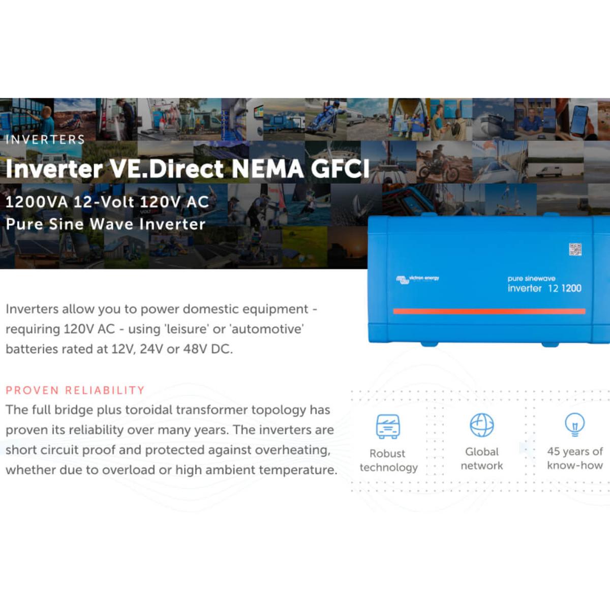 Victron Phoenix 24V VE.Direct NEMA GFCI Inverter (UL 458) â€“ 250W to 1200W