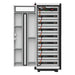 Pytes HV48100 Series 8 Space Battery Cabinet-150215100160 is displayed open with its internal battery modules and wiring visible in neat rows