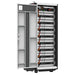 Pytes HV48100 Series 8 Space Battery Cabinet-150215100160 is open, revealing multiple stacked battery modules connected by orange cables