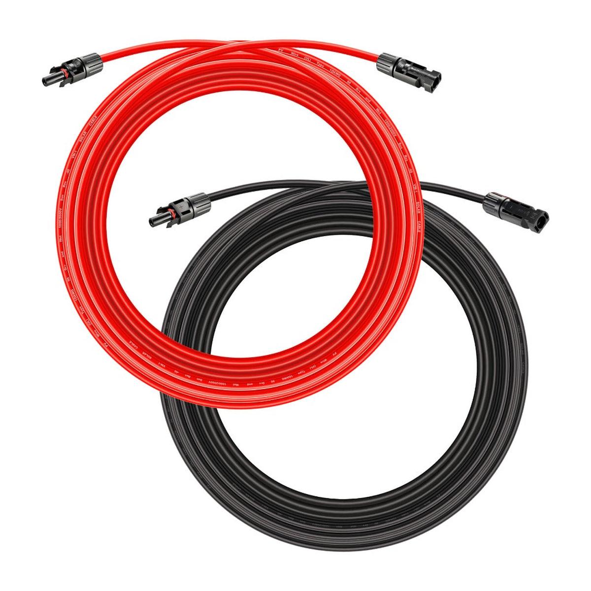 10 Gauge Solar Panel Extension Cable with Male and Female Solar Connector Ends | Pair of 10AWG Red and Black Extension Wire with Connectors on Both Ends | Choose Cable Length: 10ft, 15ft, 20ft, 30ft, 50ft, 75ft, 100ft-2