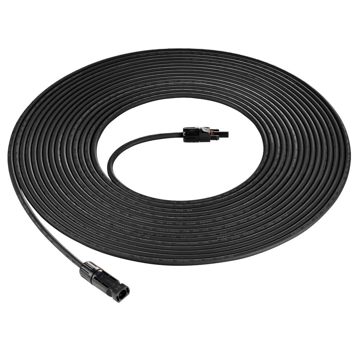 10 Gauge Solar Panel Extension Cable with Male and Female Solar Connector Ends | Pair of 10AWG Red and Black Extension Wire with Connectors on Both Ends | Choose Cable Length: 10ft, 15ft, 20ft, 30ft, 50ft, 75ft, 100ft-4