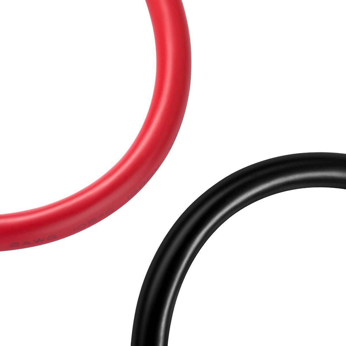 2 Gauge 5/16â€ Battery Cables | Pair of 2AWG Red and Black Pure Copper Inverter Battery Cables with 5/16â€ Lugs | Choose Cable Length: 1ft, 1.5ft, 2ft, 3ft, 4ft, 5ft, 6ft, 8ft, 10ft-5
