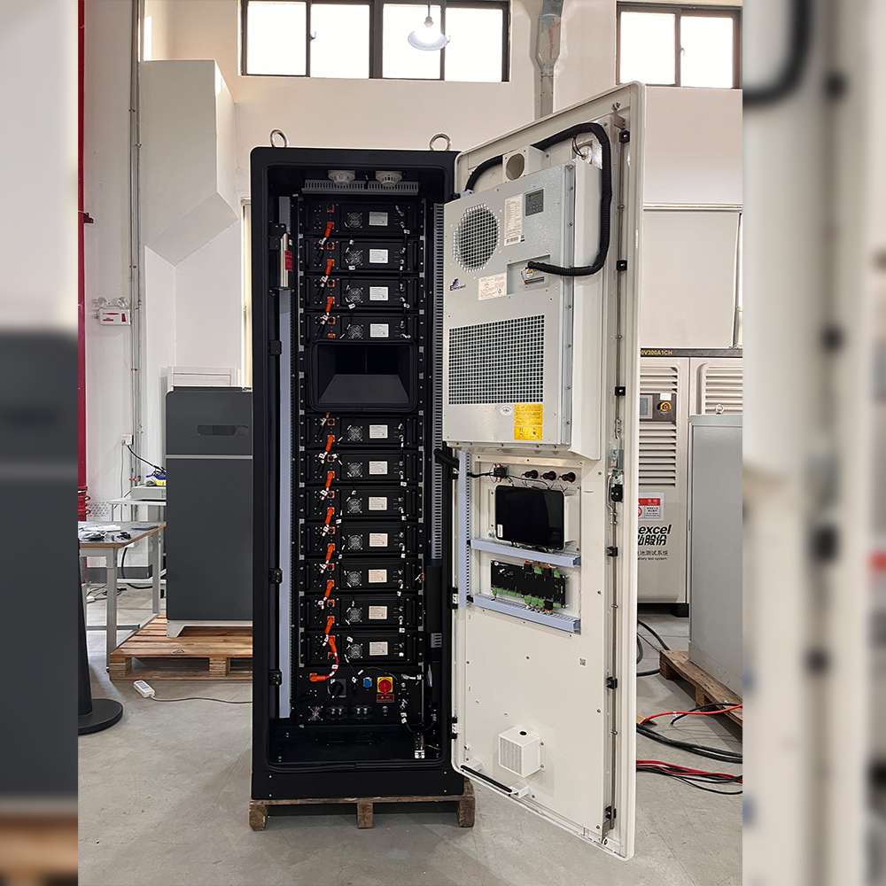 Renon Power ECube 60AP 61kWh Lithium Battery System-ECUBE61K is pictured open from the front, clearly showing organized battery racks, wiring, and control hardware