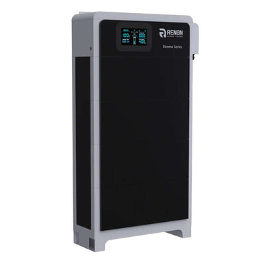 Renon Power Xtreme LV Series 5.12KWh Modular Residential Battery Module-XTREMELVS5K appears as a single upright battery with a front digital screen used for home energy storage