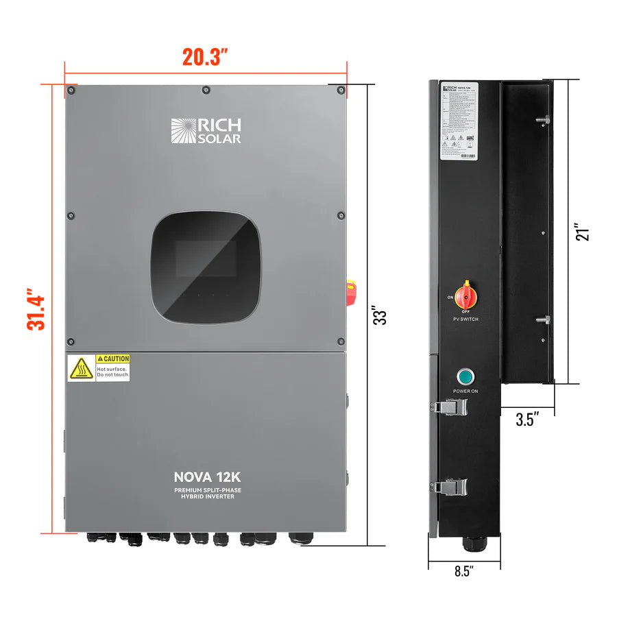 Rich Solar NOVA 12K | 12000 Watt 48V Split Phase Hybrid Inverter RS-H12K
