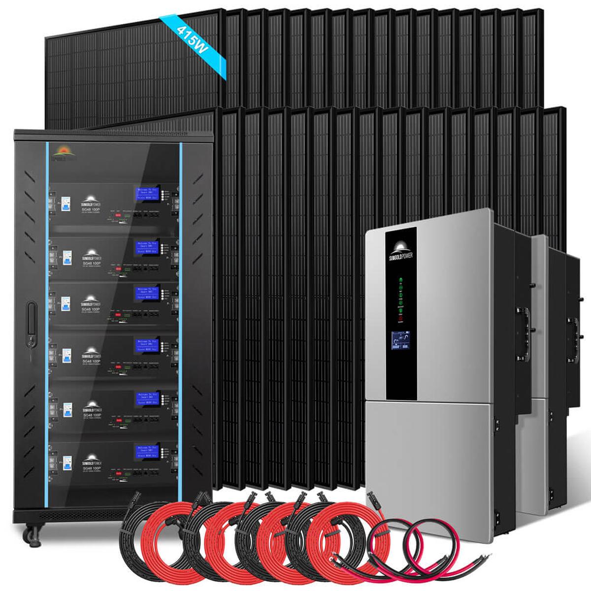 Hybrid Solar Kit 7.6KW 48V Split Phase 15.36KWH/30.72KWH Lithium Battery 415/ 500 Watt Solar Panel SGH-7.6N3E/ SGH-7.6DN6E-11