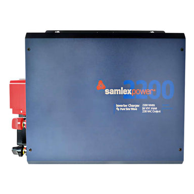 Samlex America Evolution Series EVO-2224E 2200 Watts 24VDC Pure Sine Inverter/Charger - Export Version is shown from an angled front view with the logo and power terminals