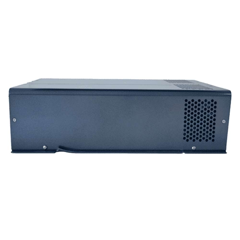 Samlex America PST Series PST-200S-12E 2000 Watts 12VDC Pure Sine Inverter - Export Version is shown from one long side with a low-profile metal body and vents