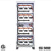 Simpliphi by Briggs & Stratton BOSS-12 Battery Storage Cabinet (Up To 12 Batteries) is shown open, revealing multiple rectangular batteries neatly stacked and connected inside the enclosure