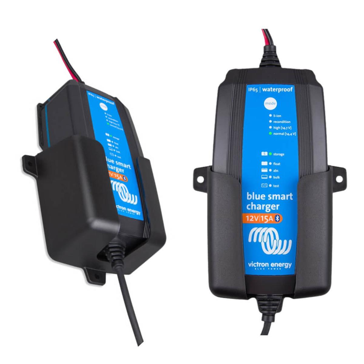 Smart P65 12V 15A Charger Front and Side View