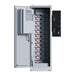 Sol-Ark 60 kWh Outdoor Lithium Battery System - L3-HVR-60KWH shows stacked battery modules inside an open gray cabinet