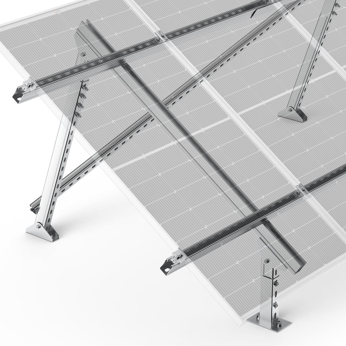 Solar Ground Mount | Fit Mage 100/100 SLIM/Mega 150 | Adjustable, Easy-to-Install Brackets for 1-4 Panels-8