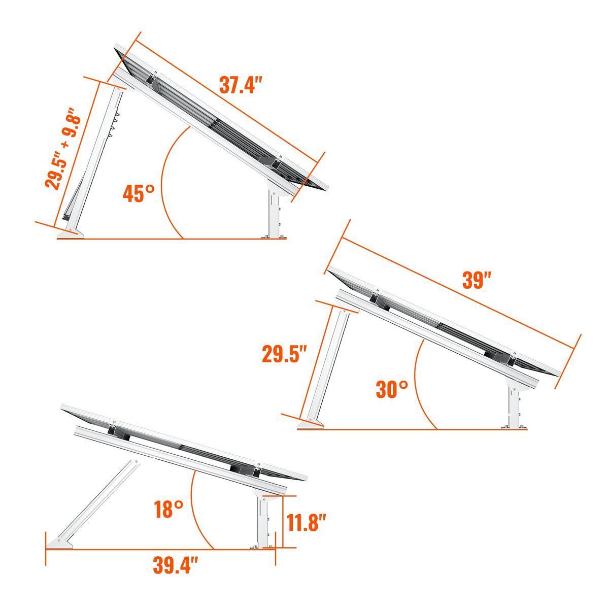 Solar Ground Mount | Fit Mage 100/100 SLIM/Mega 150 | Adjustable, Easy-to-Install Brackets for 1-4 Panels-13