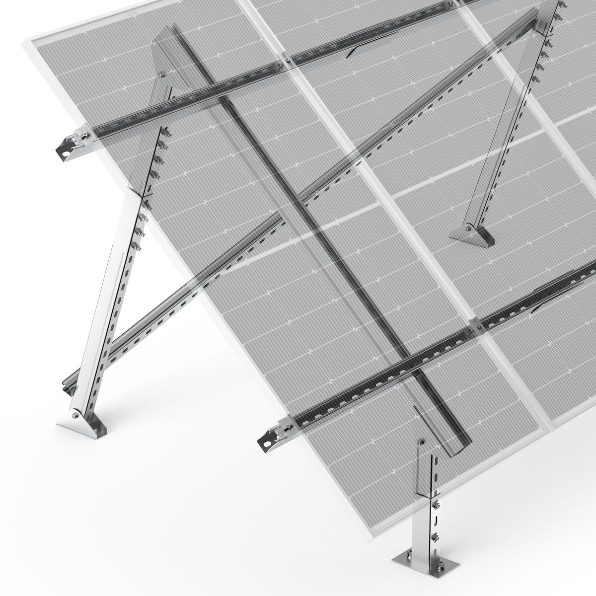Solar Ground Mount | Fit Mage 200/Mega 220/Mega 250 | Adjustable, Easy-to-Install Brackets for 1-4 Panels-7