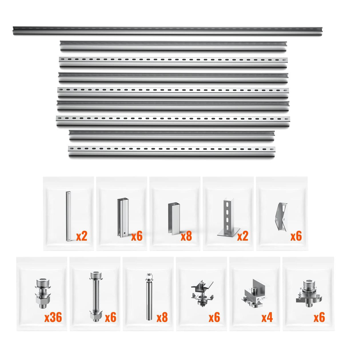 Solar Ground Mount | Fit Mage 200/Mega 220/Mega 250 | Adjustable, Easy-to-Install Brackets for 1-4 Panels-2