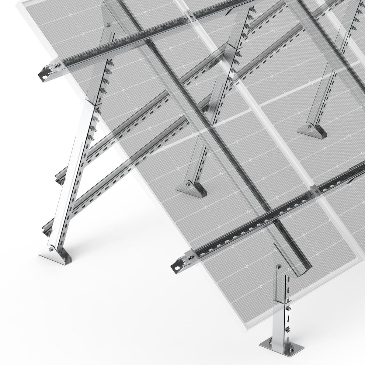 Solar Ground Mount | Fit MEGA 335 / MEGA 410 | Adjustable, Easy-to-Install Brackets for 1-4 Panels-7