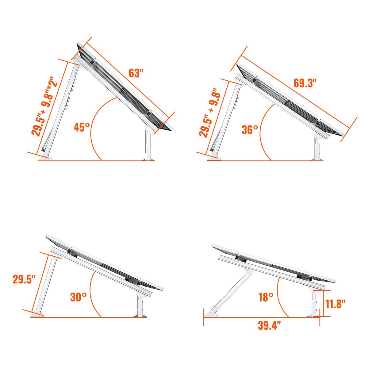 Solar Ground Mount | Fit MEGA 335 / MEGA 410 | Adjustable, Easy-to-Install Brackets for 1-4 Panels-8