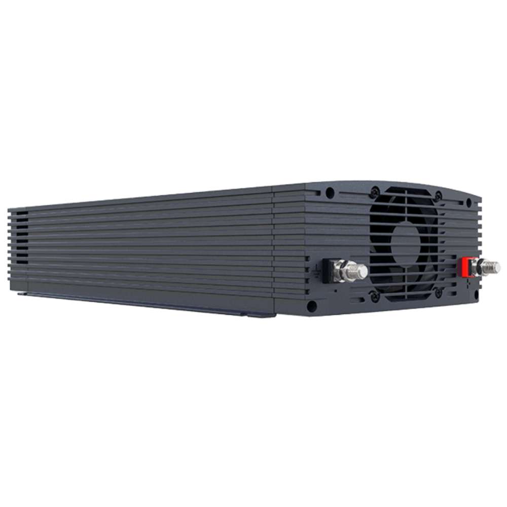 Straight side profile of the Samlex America NTX Series NTX-3000-12 3000 Watts 12VDC Pure Sine Inverter with a long rectangular design