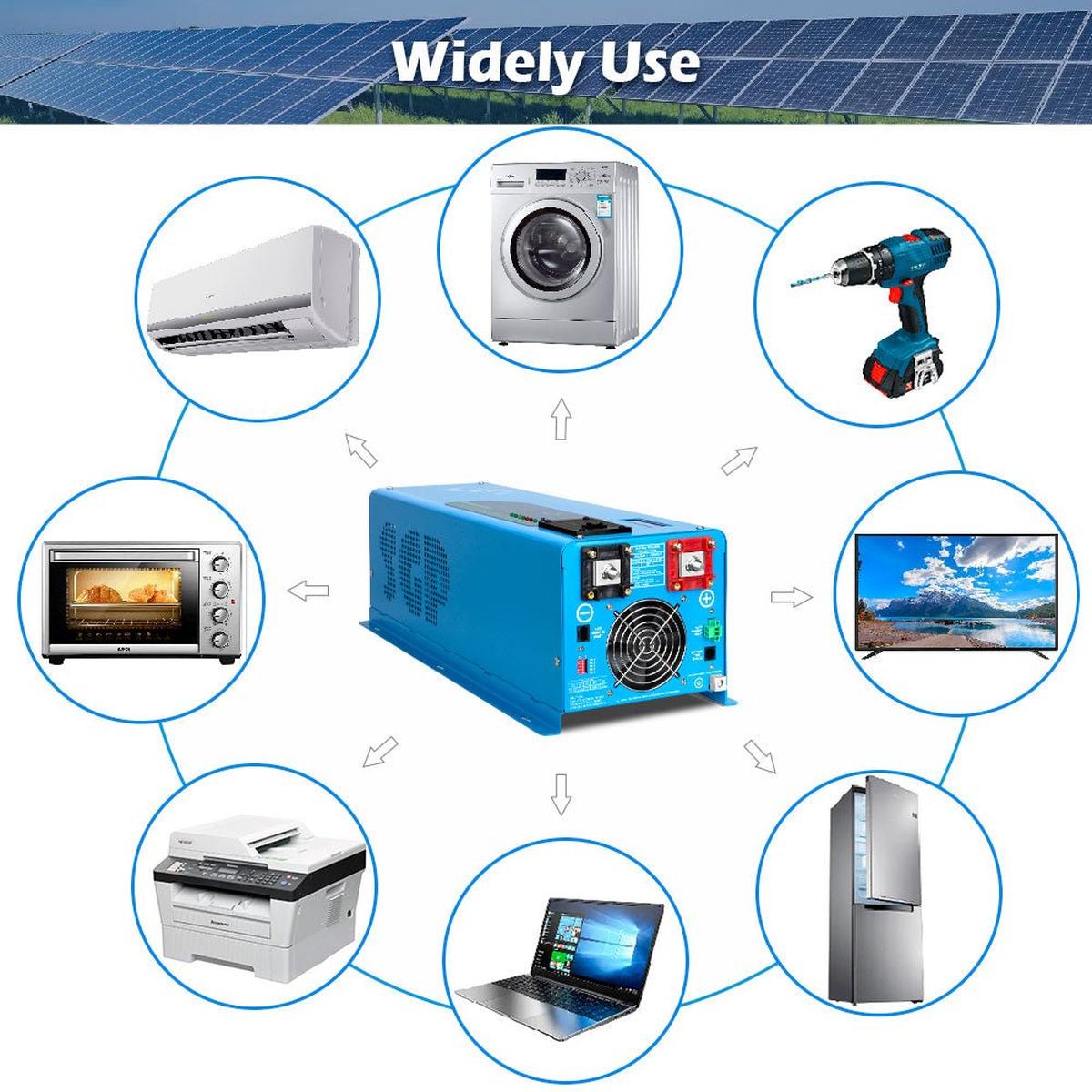 SunGoldPower 4000W 48V Split Phase Pure Sine Wave Inverter Charger - Wide Range of use