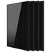 Four Black 440W solar panels stacked vertically in a white background.