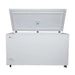 SunStar ST-15CF 15 cu.ft. DC Powered Chest Freezer/Refrigerator is shown from the front with the lid open, clearly showing the insulated lid panels and the large storage space inside