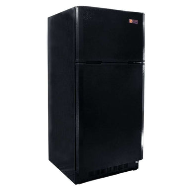 SunStar ST-16RF-B 16 cu.ft. DC/AC Refrigerator - Black is pictured at a slight angle, showing the depth of the unit and the clean, boxy shape of the black cabinet